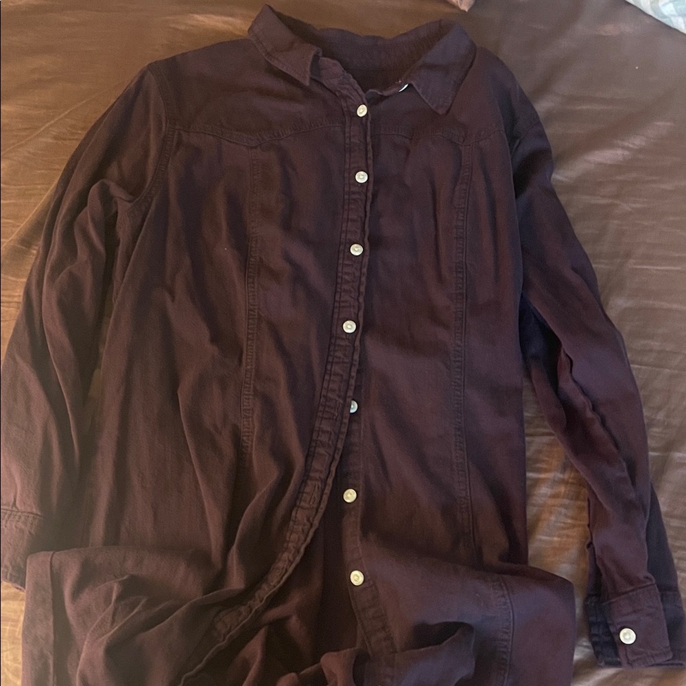 Purple Button-Up Shirt-Dress